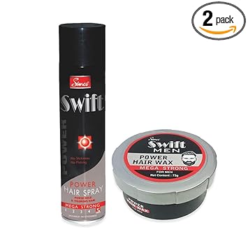 Simco Swift Power Hair Spray (250 ml) + Swift Hair Styling Power Wax (75 g) | Best for All Hair Types | A Perfect Combo Pack of Hair Spray & Wax for Men Hair Styling