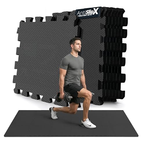 Esterilla Fitness Puzzle para Suelos de Gimnasio | Set de Protección Goma Espuma Losas Caucho para Máquinas de Deporte, Alfombrilla Protector Expandible Tatami Tapiz Alfombra Colchonetas Pesas Gym