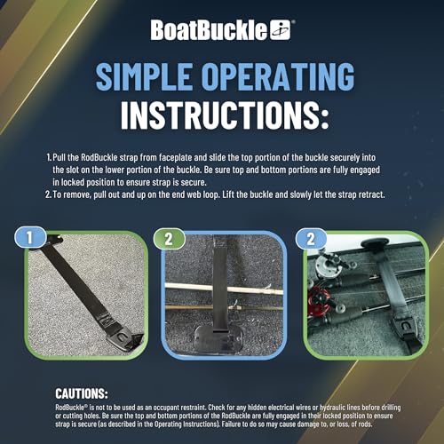 BoatBuckle Gunwale/Deck Mount Retractable Rod Tie-Down, 24-Inch | Fishing Rod Straps for Boat Deck or Gunwale Mounting, Self Retracting Tie Downs for Fishing Gear Storage and Organization - Image 4