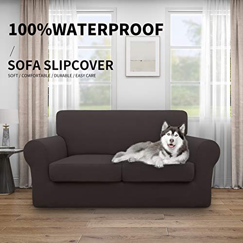 Image of Easy-Going Waterproof 3-Piece Loveseat Cover Couch Covers for Sofa
