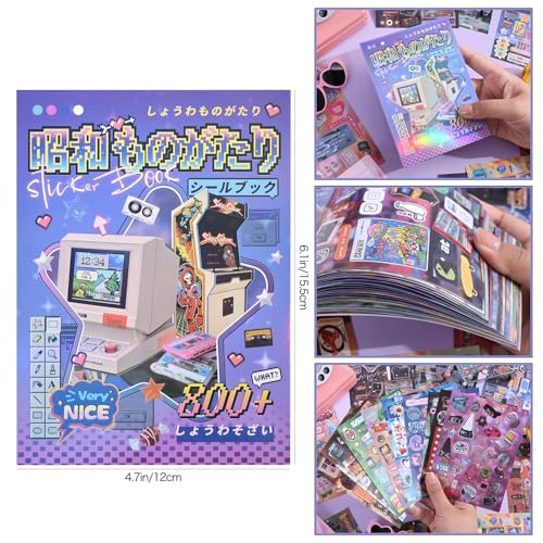 Image of Girl's Japanese Retro Sticker Book, Y2K Showa Theme - 800+ Cute Old Showa Style Old Items Stickers, for DIY Scrapbooking Journaling Handbook Decoration