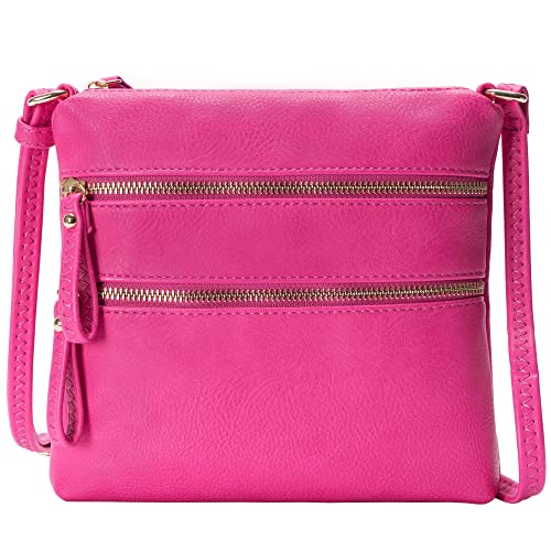 Image of Solene Small Multi Zipper Pocket Crossbody Bag with Adjustable Strap, Lightweight Travel Purse, Daily Small Messenger Pouch