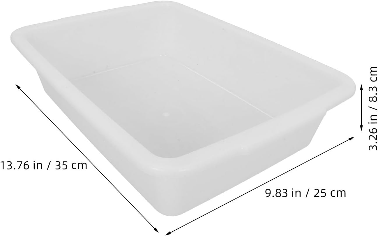 Lab Tray 4pcs Rectangular Plastic for Laboratory Experiments | White Finish, Seamless Design, Efficient Sample Handling, Spill Prevention, 13.8x9.9x3.3 Inch Size