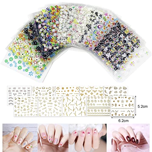 Olakin 50 Sheets Nail Art Stickers, 3D Self-Adhesive, Ultralight Water-Proof, DIY & Nail Salon - Image 5