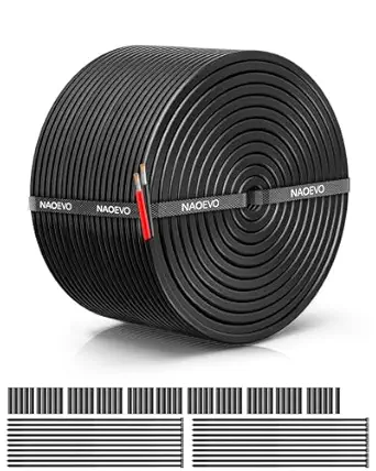NAOEVO 10 Gauge Wire 2 Conductor Electrical Wire, 10 AWG Stranded PVC Cord, 12V Low Voltage/Tinned Copper/Flexible Cable for Automotive Wiring, Lamp Cord, Marine Cable (100FT)