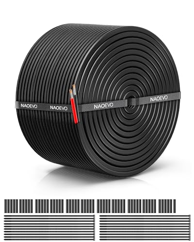 NAOEVO 10 Gauge Wire 2 Conductor Electrical Wire, 10 AWG Stranded PVC Cord, 12V Low Voltage/Tinned Copper/Flexible Cable for Automotive Wiring, Lamp Cord, Marine Cable (100FT)
