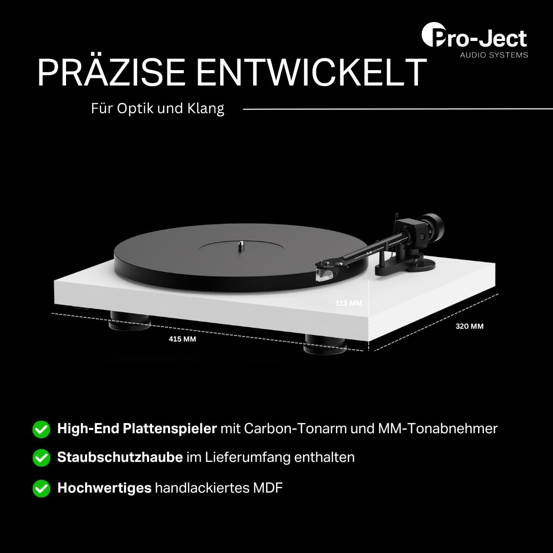 Pro-Ject Colourful Audio System 2 – Komplettes HiFi Set mit Plattenspieler, Verstärker & Lautsprechern (Matt Weiß)