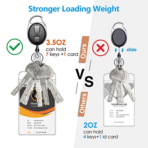 Ktrio 2 Pack Retractable Badge Holders, Id Badge Holders With Heavy Duty Carabiner Reel Clip, Vertical Style Clear Id Card Holders With 28 Inches Kevlar Pull Cord #TOP1