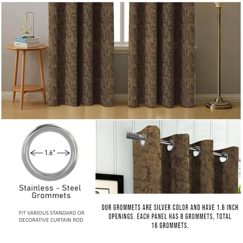 Image of Homestan Abstract Design Velvet Window Curtains 5 Feet Long Set of 2 for Home Decor (5 X 4.5 Feet, Coffee)