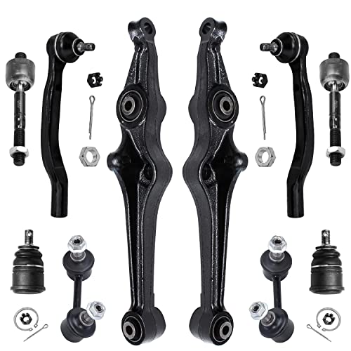Image of Detroit Axle - 10pc Front End Suspension Kit for 1998-2002 Honda Accord 1999-2003 TL 2001-2003 CL 2 Lower Control Arms 2 Lower Ball Joints 4 Inner & Outer Tie Rods 2 Sway Bar Links Replacement