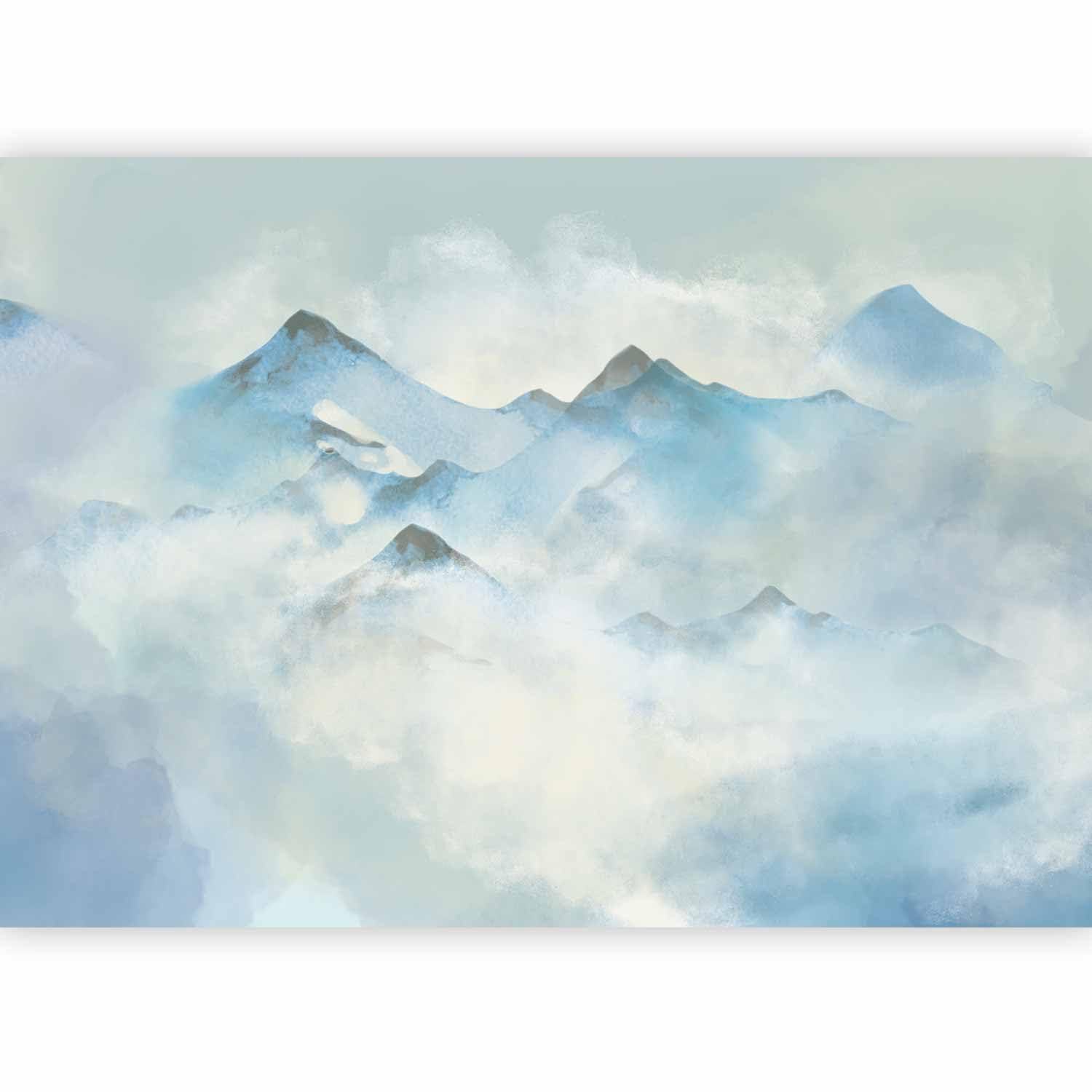 Papier peint panoramique paysage pour agrandir une chambre salon gris blanc moderne