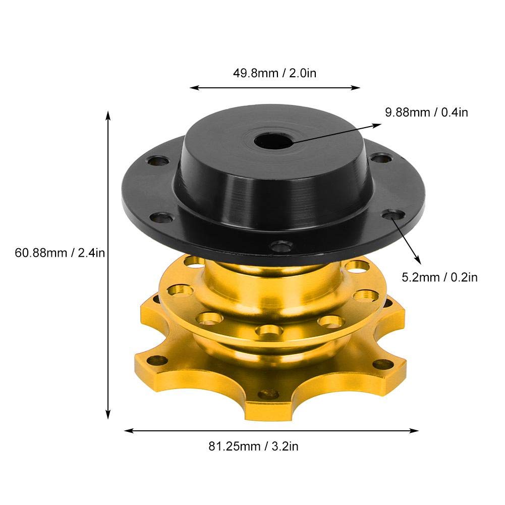 Sgancio rapido volante,KIMISS volante universale a 6 fori con sgancio rapido Kit adattatore disconnessione per riparazione auto(Oro)
