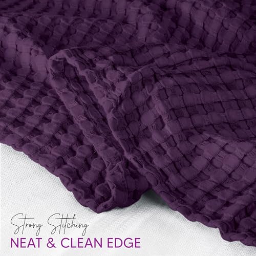 Image of Utopia Bedding 100% Cotton Waffle Weave Blanket Queen Size for Bed - Lightweight, Breathable Summer Blankets Soft and Cozy, Gifts for Women Home Room Decor (Plum, 90x90 Inch)