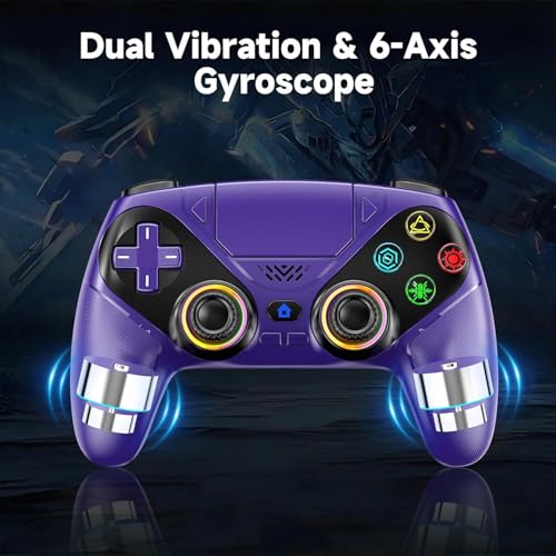 Image of Dinosoo Wireless Controller for PS5 /PlayStation 5 & PC, Bluetooth Gamepad with RGB Lighting, Turbo, Programmable Buttons, 6-Axis Motion Sensor, 3.5mm Audio Jack, 1000mAh Battery