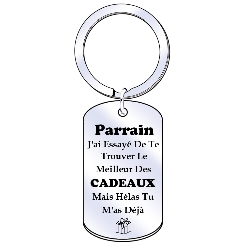 XQXQXZ Porte Clé Parrain Cadeau Parrain Parrain Demande Porte Cle Parrain Porte Clef Personnalisé Cadeau Homme Anniversaire Fête Des Pères (1