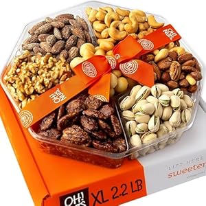Nuts Gift Basket 2.2 LB | Large 7 Variety Holiday Freshly Roasted Party Tray | Birthday, Anniversary, Corporate Tray | Premium Gift Basket Idea for Men & Women by Oh Nuts