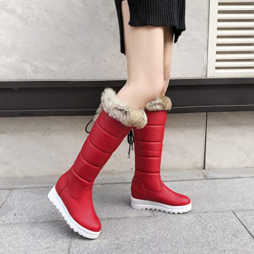MIOKE Women's Winter Fur Mid Wide Calf Wedge Snow Boots Fashion Waterproof Warm Lined Cold Rain Snow Boot3