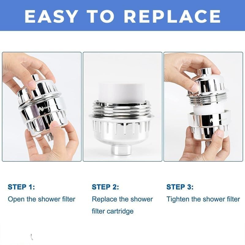 Image of 15 Stage Replacement Cartridge for Shower Head & Tap Filter | 6 Month Life Water Filter Media | Reduces Chlorine, Rust & Dirt | Compatible Refill for Bathroom & Kitchen Use