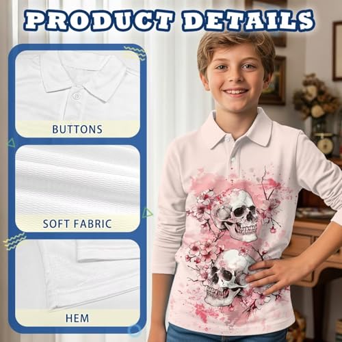 ZFRXIGN Fall Shirt Girls Long Sleeve Shirts Size 3-16 Button Down Top Graphic Tops for Golf, Hiking, School3