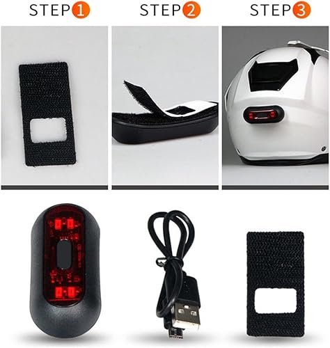 Vista 5 de TOTMOX - Luz LED para casco, recargable para motocicleta, bicicleta delantera y trasera, lámpara nocturna de advertencia de seguridad para bolsa