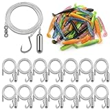 JolliLudo 25 Pack Drop Shot Rigs for Bass Fishing Ready Rigs with Hooks Sinker Weights Leader Line and 50 Pcs Soft Plastic Baits for Coastal Bass, Crucian, Catfish, Flounder