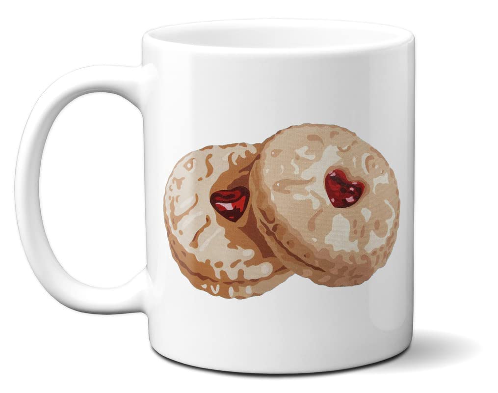 Biscuits - Jammie Dodgers Heart Shaped Middle - 11oz Ceramic Mug