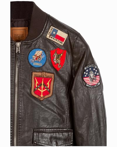 TOP GUN Women’s Vegan Leather Bomber Jacket with Patches4