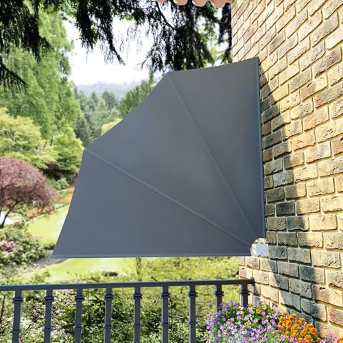 Faltbarer Balkonfächer Grau 140×140 cm Gelenkarmmarkise Außenmarkise für Terrasse Eingangsbereich Café