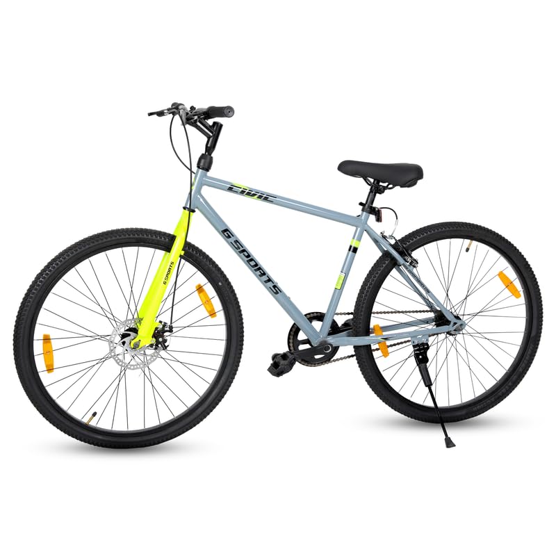 Image of Civic Men 26T | Single-Speed Bicycle | Front Disc & Rear V Brake | 26T Alloy Rims | Rigid Fork | Hi-Tensile Steel Frame | Comfort Design | Urban Performance Ride | Cyle for Men (Grey-Green)