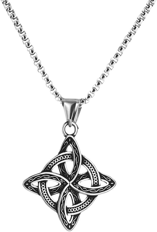 NIGHTCRUZ Witch Knot Necklace - Stainless Steel Celtic Knot Pendant - Witchcraft Lucky Jewelry