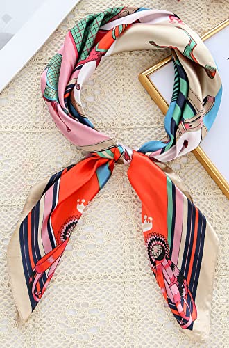 ASUITOFK 35" Satin Large Square Head Scarves Silk Like Printed Neck Scarf Hair Sleeping Wraps Scarfs Bandanas4