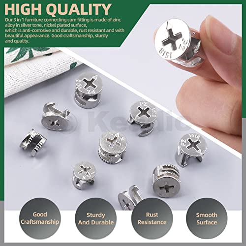 Keadic 100 Pcs 4 Sizes Furniture Connecting Cam Lock Fittings Assortment Kit - Image 3