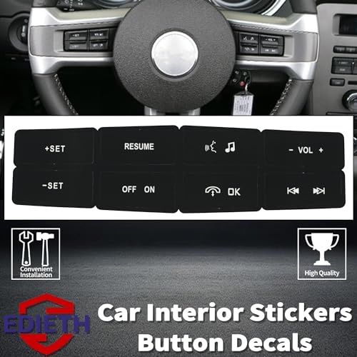 Image of Steering Wheel Control Button Repair Decals Stickers Compatible with Ford Mustang 2010 2011 2012 Button Repair Decal Sticker Premium Vinyl