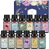 Blumige Ätherische Öle Set für Diffuser, Naturrein Aromatherapie 12 x 10 ml Duftöl GeschenkSet für Seife, Kerzenherstellung, Luftbefeuchter, SPA, Geschenke für Frauen Weihnachten Geburtstag