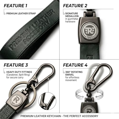 Image of Leather Strap Keychain, Embossed Logo Design, Durable Premium Key Ring for Bike Lovers & Gift Use