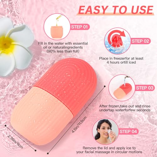 IMEASY Ice Roller for Face and Eye, Upgrated Ice Face Roller Puffiness Relief Ice Roller Skin Care Tools, Ice Facial Cube,Self Care Women, Silicone Ice Mold for Face Beauty (Red)