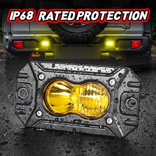 Image of Flush Mount Pod Lights Yellow LED Driving Fog Light Offroad