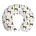 ABAKUHAUS Navidad Cojín de Viaje para Soporte de Cuello, Renos Alegre Invierno, de Espuma con Memoria y Funda Estampada, 30x30 cm, Caramelo Verde y Blanco