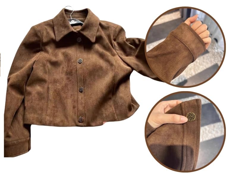 Brown Suede Jacket Suede Blazer Faux Suede Leather Suit Jacket Cropped Bomber Jacket Old Money Fall Aesthetics4