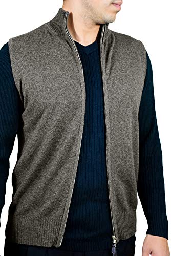 Cashmere Boutique 100% Pure Cashmere Full Zip Sweater Vest for Men – Lightweight, Slim Fit, Classic Style, Soft and Warm2