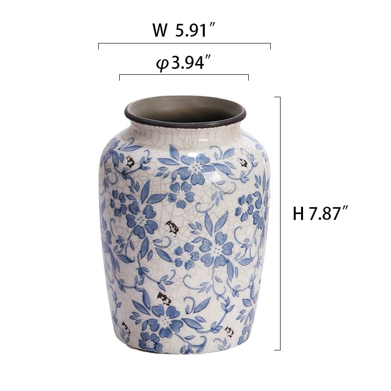 Amazon.com: Denique Vintage Blue and White Porcelain Vase Ceramic