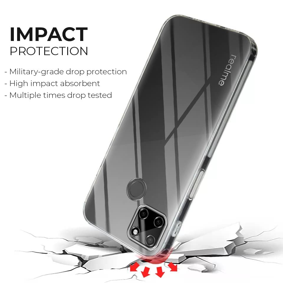 Image of Jkobi Silicone Back Cover Case for Realme Narzo 20 (Clear Shockproof Case with Camera Protection | Soft and Flexible | Transparent)