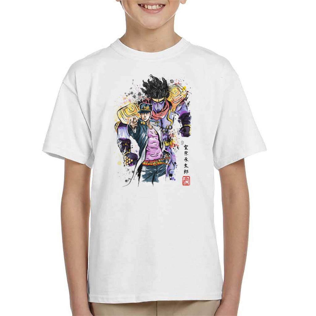 Jojos Bizarre Adventure Watercolour Style Kid's T-Shirt White