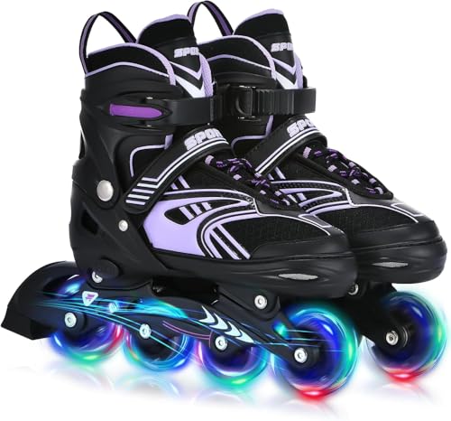TOMSHOO Patins à roulettes en Ligne avec 4 Tailles Réglables, Roues LED, Plusieurs Options de Taille, Rollers en Ligne pour Enfants, Garçons et Filles,...