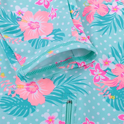 TFJH E Short Sleeve Girls Swimsuits UV 50+ One Pieces Bathing Suits Zipper 2-14Y4