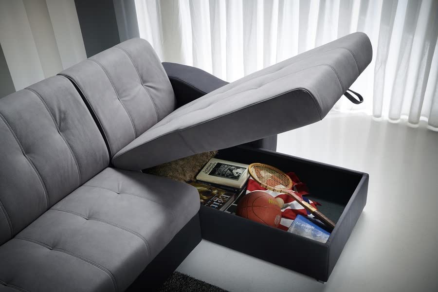 My Brand Divano Letto Angolare Gilda Chaise Longue Reversibile Grigio