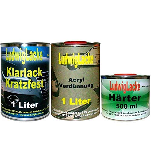 Ludwiglacke Lot de 2,5 litres de vernis transparent (vernis transparent, durcisseur et dilution)