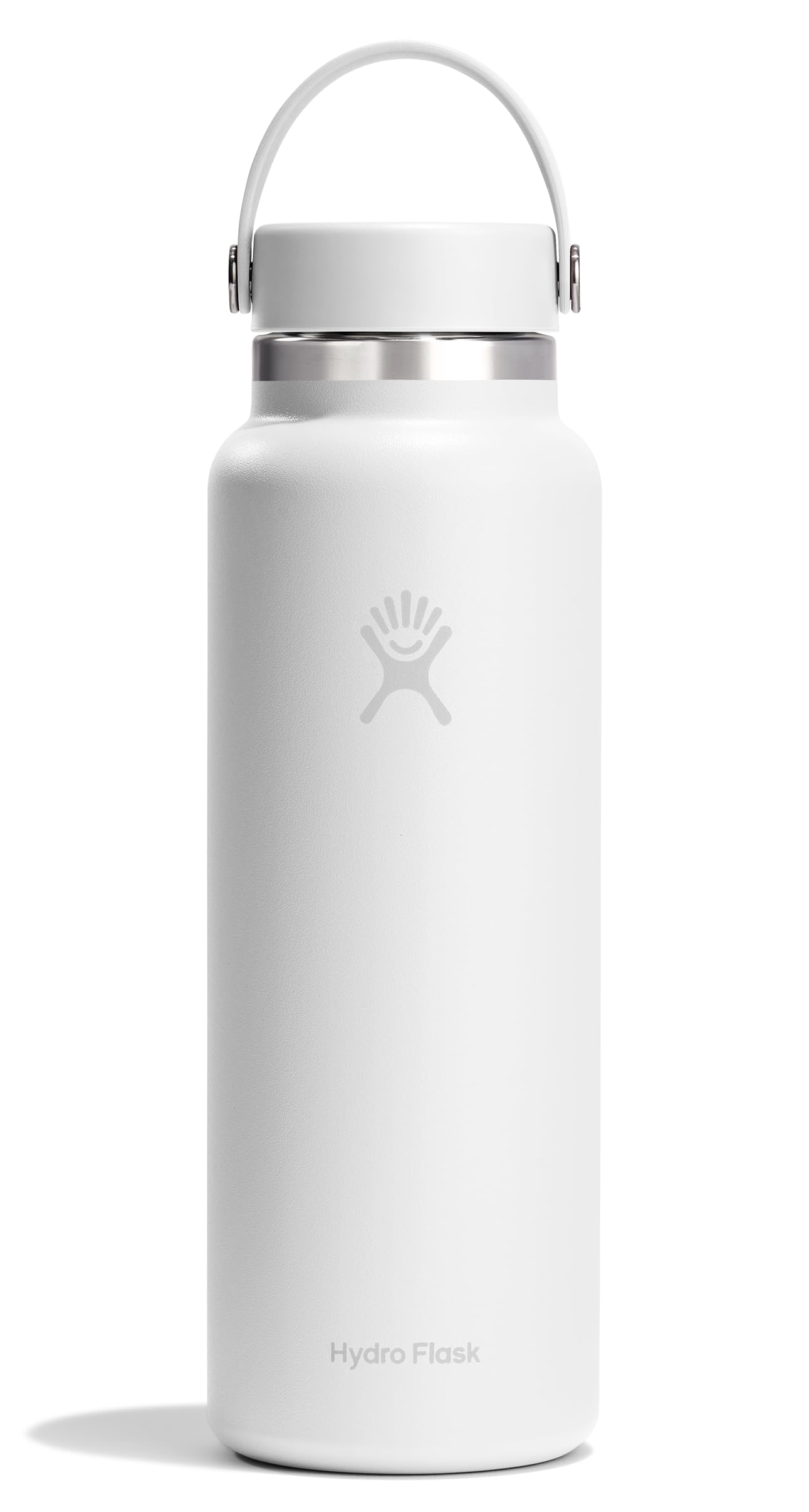 Hydro Flask Water Bottle - Insulated Stainless Steel - Wide Mouth Flex Lid, Non Spill, Leakproof and Refillable in 40 Oz Tonal White