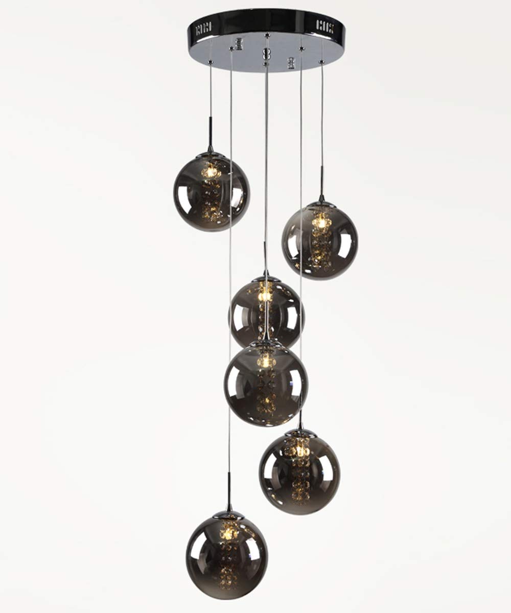 SXECAEPS Modern creative chandelier 30x150cm Duplex Staircase Creative Ceiling Light 6 Lights Bubble Balls Restaurant Long Modern Minimalist For Living Room Nordic Art Personality Pendant