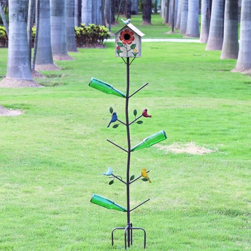 Image of 58 inch H Bird House Bottle Tree,Bottle Trees for the Garden Outside